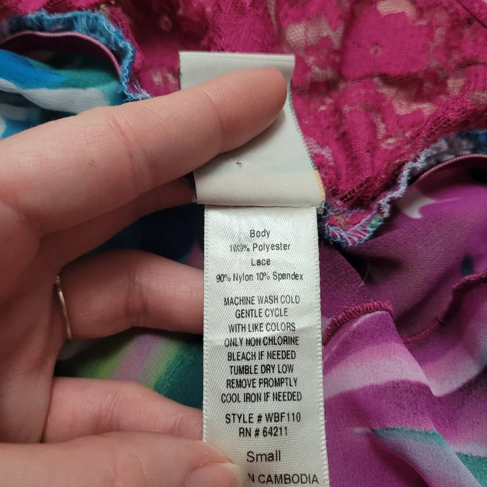 In bloom Purple Blue Floral Sheer Ruffle Nightgown